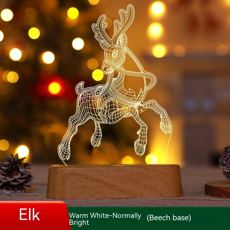 Lampe 3D de décoration de Noël en acrylique, lumières nocturnes LED, cadeau pour les enfants à Noël, ornements de Noël pour la Saint-Valentin et le Nouvel An.