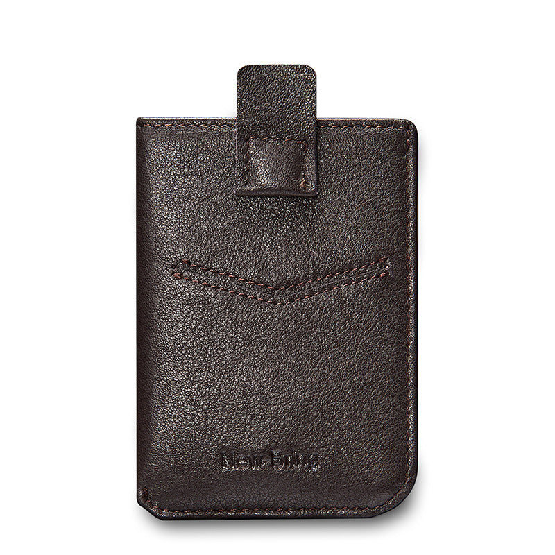 Portefeuille en cuir véritable pour hommes, porte-cartes en cuir de vache mince.