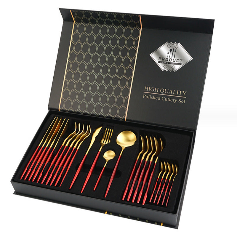 Coffret cadeau de vaisselle en acier inoxydable 24 pièces