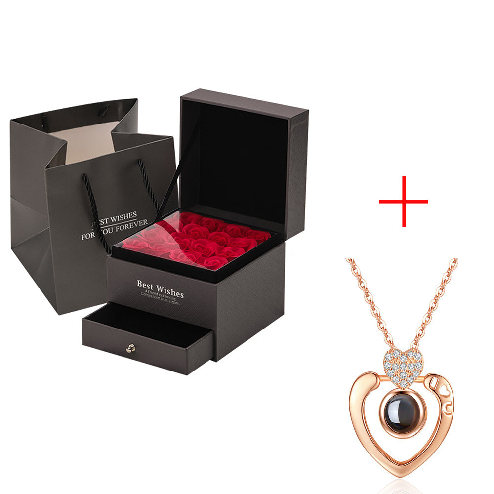 Coffret cadeau collier rose, cadeau parfait pour la Saint-Valentin.