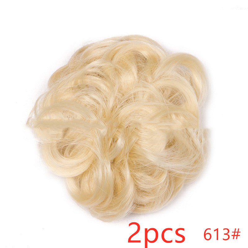 Europe, Japon et Corée du Sud populaires chignon naturel moelleux cordon cheveux bouclés boule tête cheveux anneau ensemble de cheveux accessoires de cheveux féminins cheveux en fibre chimique