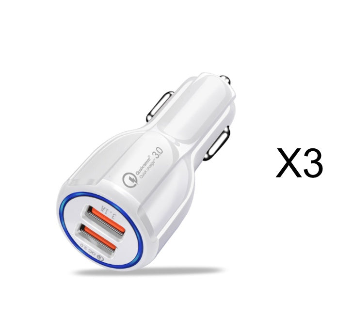 Chargeur de voiture Quick Charge 3.0 pour téléphone mobile, chargeur de voiture à double USB, adaptateur de charge rapide Qualcomm QC 3.0, chargeur de voiture mini USB.