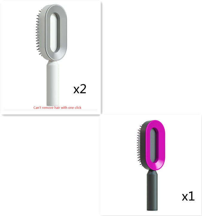 Brosse à cheveux auto-nettoyante pour femmes, brosse de massage du cuir chevelu avec airbag anti-perte de cheveux et nettoyage à une touche, brosse anti-statique.