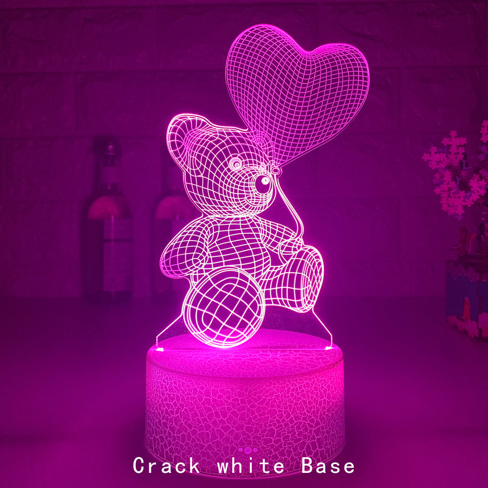 Lampe 3D en acrylique avec USB, lumières LED de nuit, enseigne néon, décorations de Noël pour la maison, la chambre, décorations d'anniversaire, cadeaux pour la Saint-Valentin.