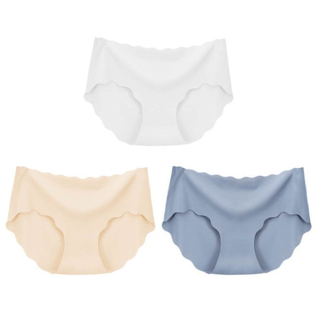 Lot de 3 sous-vêtements sans couture en soie pour femmes, culottes, lingerie sexy