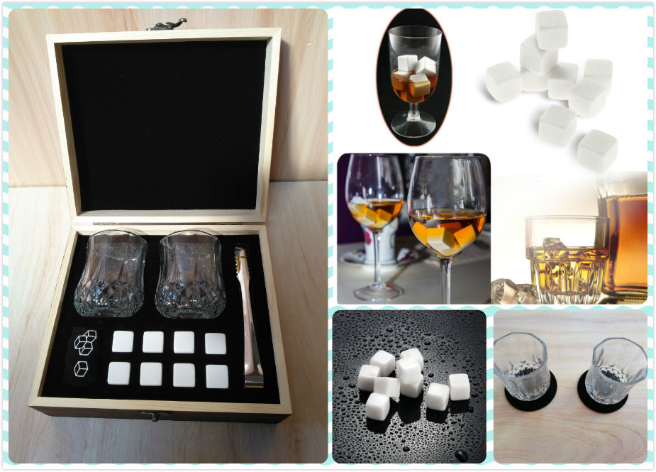 Ensemble verre à whisky, verre à whisky Coffret cadeau en bois