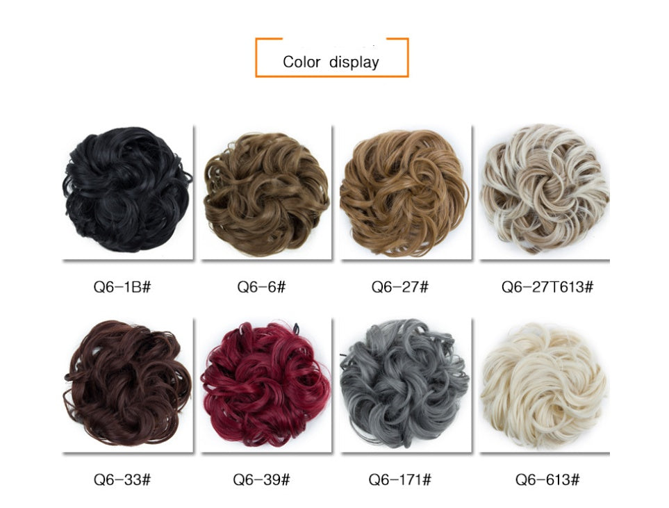 Europe, Japon et Corée du Sud populaires chignon naturel moelleux cordon cheveux bouclés boule tête cheveux anneau ensemble de cheveux accessoires de cheveux féminins cheveux en fibre chimique