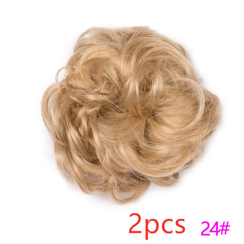 Europe, Japon et Corée du Sud populaires chignon naturel moelleux cordon cheveux bouclés boule tête cheveux anneau ensemble de cheveux accessoires de cheveux féminins cheveux en fibre chimique