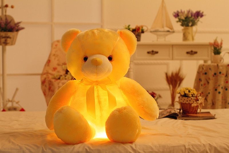 Ours en peluche lumineux LED créatif, jouet coloré et lumineux, cadeau de Noël pour enfants, coussin.