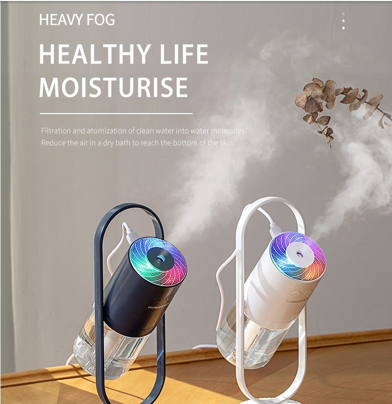 Humidificateur d'air USB Magic Shadow pour la maison avec projection de lumières nocturnes, créateur de brume ultrasonique, mini purificateur d'air de bureau.