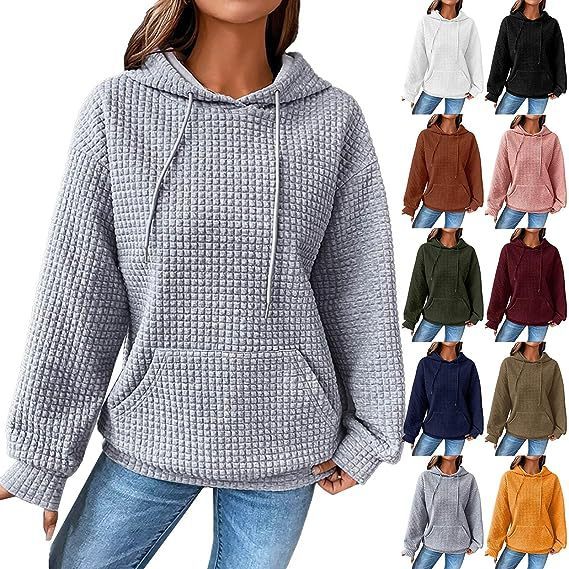 Pull ample décontracté à manches longues de couleur unie pour femme