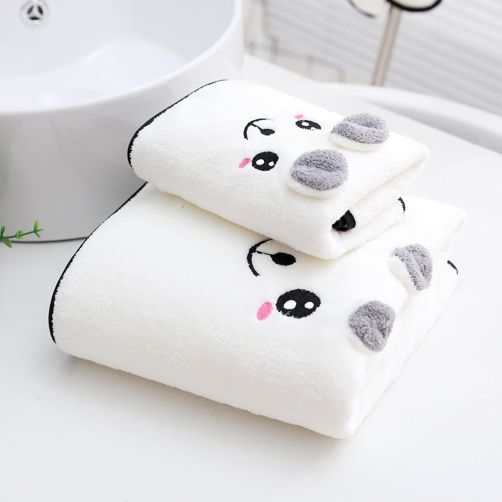 Serviette de bain en velours corail Serviette deux pièces Oreilles de lapin Koala Coffret cadeau