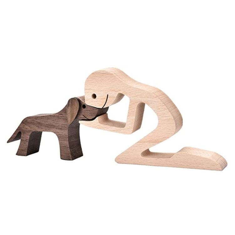 Figurine en bois à faire soi-même, sculpture décorative pour chien, décoration de la maison, un homme, un chien, sculpture en bois, cadeaux de Noël, modèle de décoration