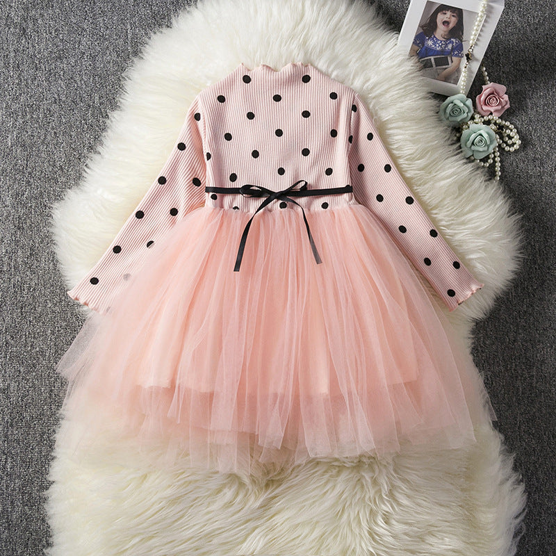 Robe en tulle à manches longues en dentelle pour bébés filles, vêtements pour la fête d'anniversaire de 1 an, vêtements de baptême, tenue décontractée pour le printemps et l'hiver.