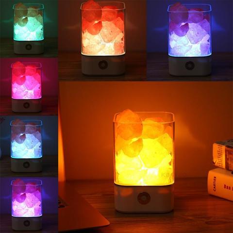 Lampe LED en cristal USB en sel de l'Himalaya