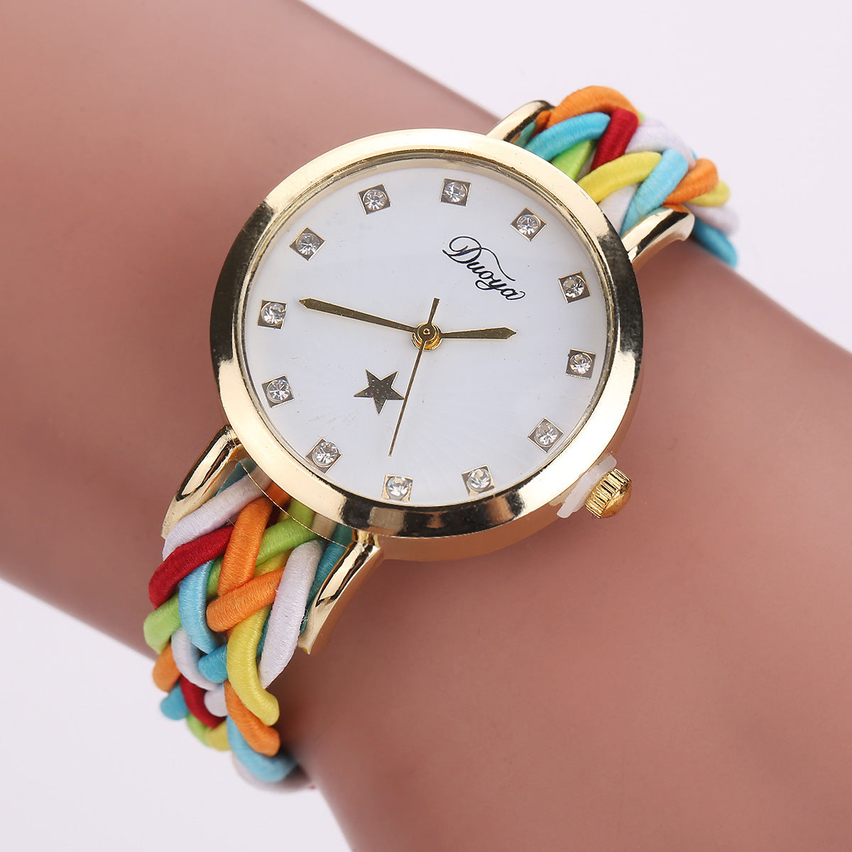 Nouvelle montre tissée multicolore pour femmes