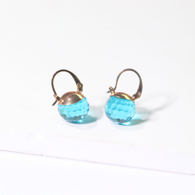 Boucles d'oreilles rondes en cristal élégantes pour femmes européennes et américaines.