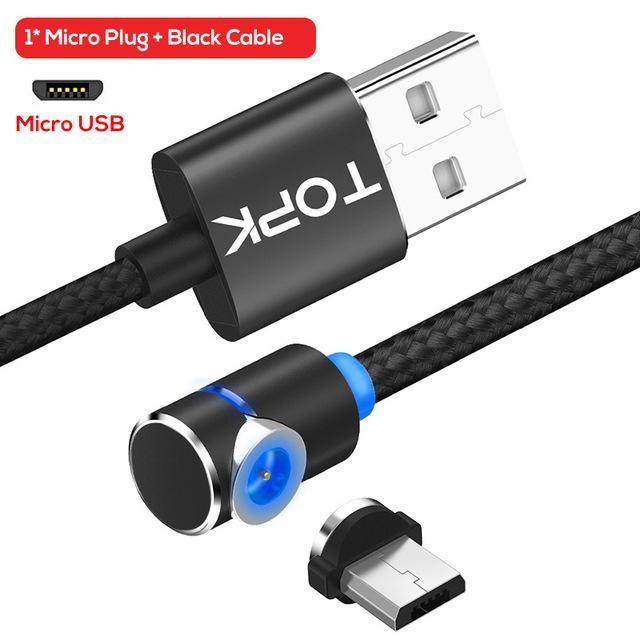 Câble magnétique Micro USB rotatif à 360 degrés pour charge magnétique de téléphone