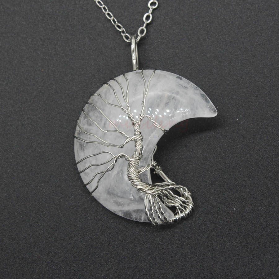 Pendentif Lune en Cristal Naturel