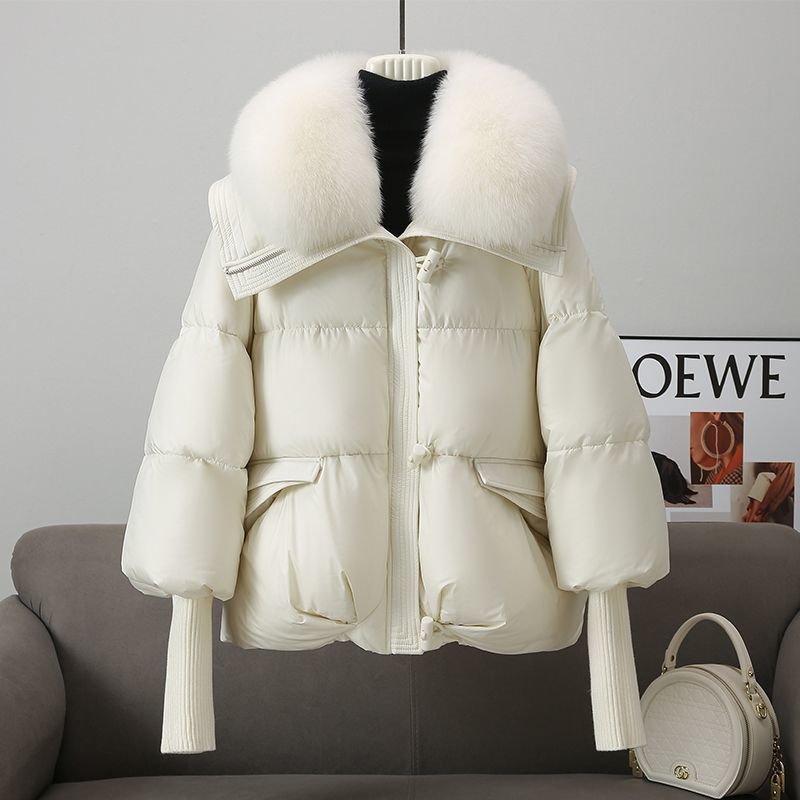 Veste en coton matelassé pour femmes, courte, avec col en fourrure, manteau épaissi, vêtements d'hiver.