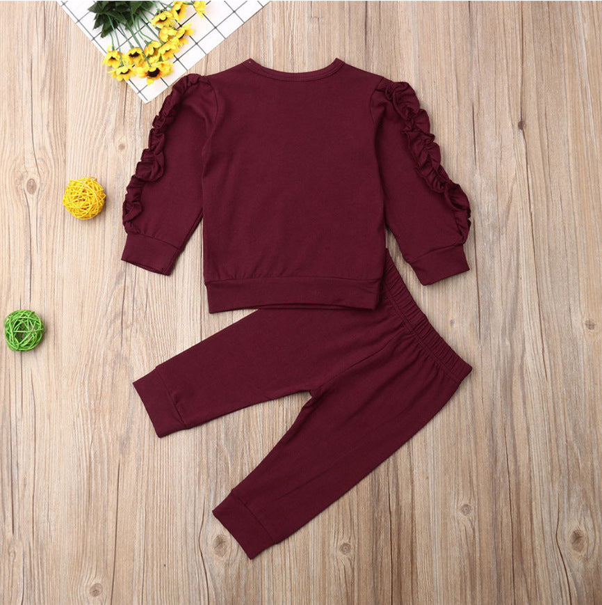 Vêtements pour bébés nouveau-nés garçons filles, ensemble de 2 pièces avec sweat-shirt à manches longues unis et pantalons, vêtements d'automne.