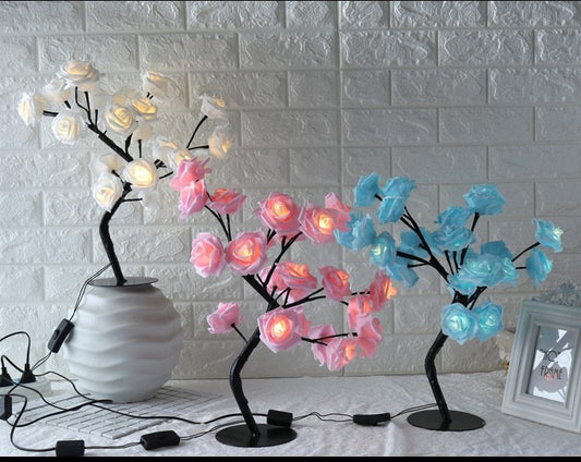 Lampe de table LED en forme d'arbre rose, petite lampe d'arbre, lampe de modélisation.