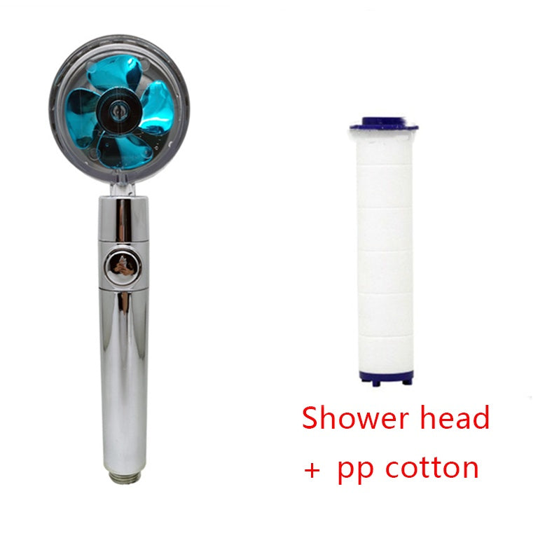 Pommeau de douche à économie d'eau, rotation à 360 degrés avec petit ventilateur, buse de pulvérisation haute pression ABS, accessoires de salle de bain.