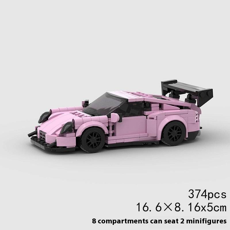 Petit modèle de voiture de course pour enfants, jouet éducatif en blocs de construction MOC.