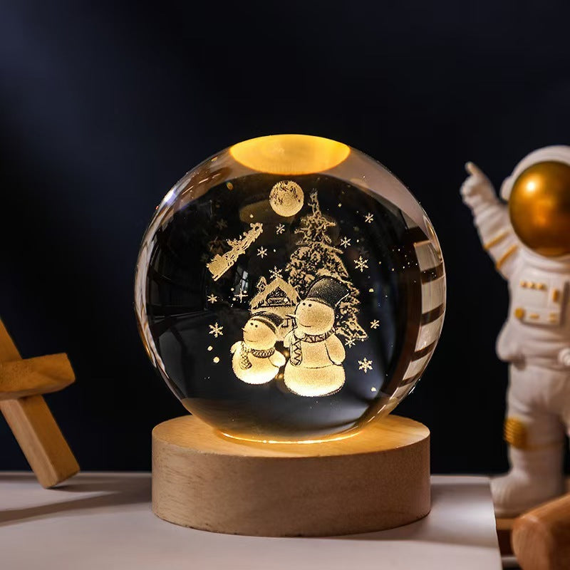 Ciel étoilé lumineux et planètes, lune, boule de cristal, petite lampe de nuit, projection d'ambiance, lumière, cadeau créatif, nouveau cadeau étrange.