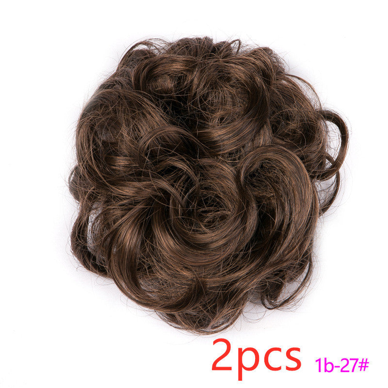 Europe, Japon et Corée du Sud populaires chignon naturel moelleux cordon cheveux bouclés boule tête cheveux anneau ensemble de cheveux accessoires de cheveux féminins cheveux en fibre chimique