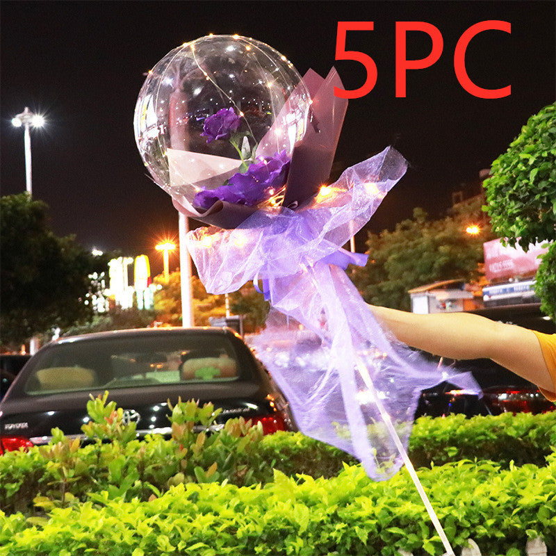 LED Ballon lumineux Rose Bouquet Transparent Bobo Boule Rose