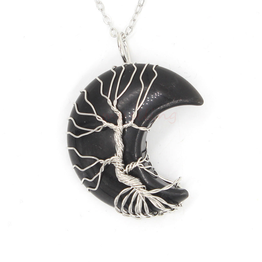 Pendentif Lune en Cristal Naturel