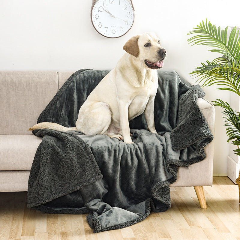 Couverture épaisse en flanelle de coton et laine sherpa pour animaux de compagnie