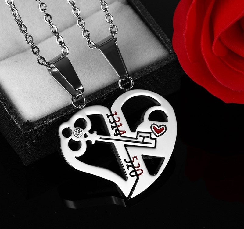 Ensemble de colliers avec pendentif Love pour amoureux, cadeaux de Saint-Valentin, collier à chaîne en acier inoxydable