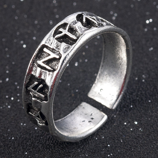 Bague ajustable à symbole géométrique pour homme