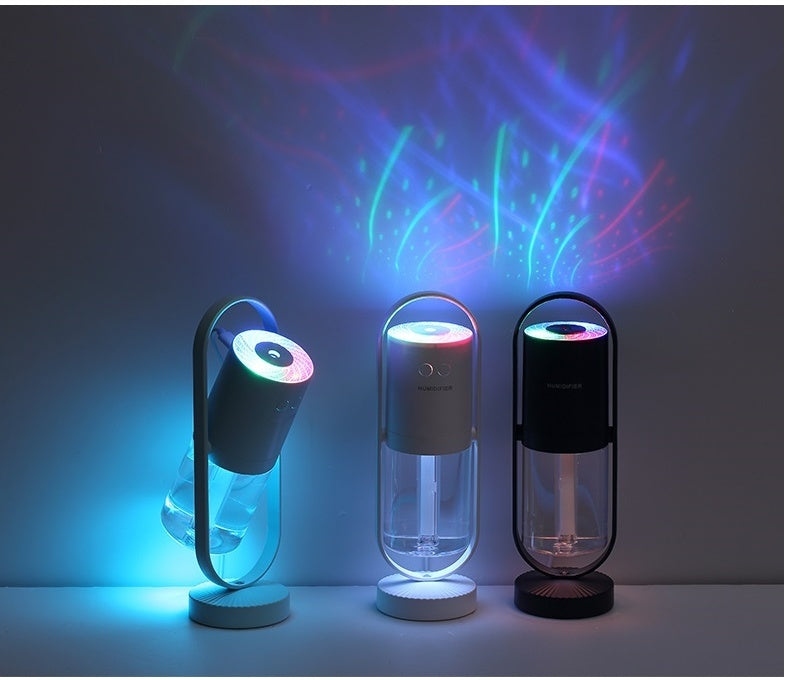 Humidificateur d'air USB Magic Shadow pour la maison avec projection de lumières nocturnes, créateur de brume ultrasonique, mini purificateur d'air de bureau.