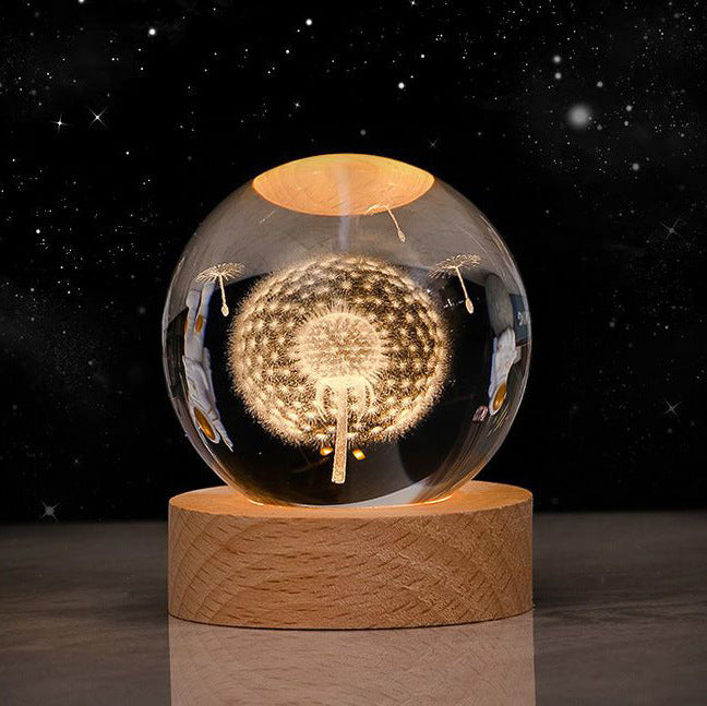 Ciel étoilé lumineux et planètes, lune, boule de cristal, petite lampe de nuit, projection d'ambiance, lumière, cadeau créatif, nouveau cadeau étrange.