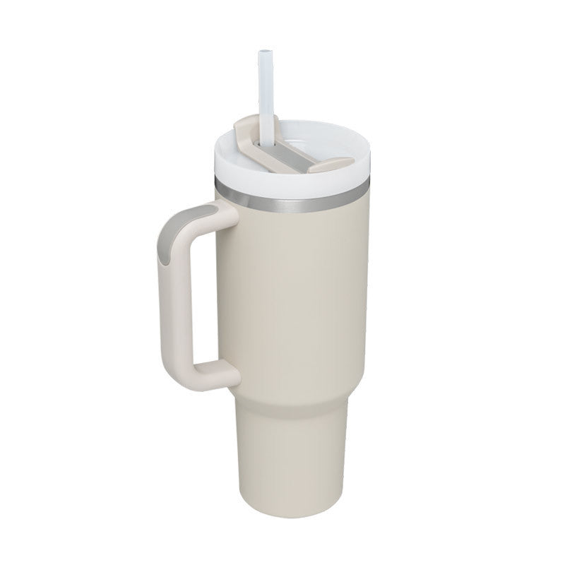 Gobelet de 40 oz avec poignée en paille isolée, tasse à café sous vide anti-déversement en acier inoxydable avec couvercle, tasse conique, cadeaux pour amoureux de la Saint-Valentin, convient pour la voiture, la salle de sport, le bureau, les voyages