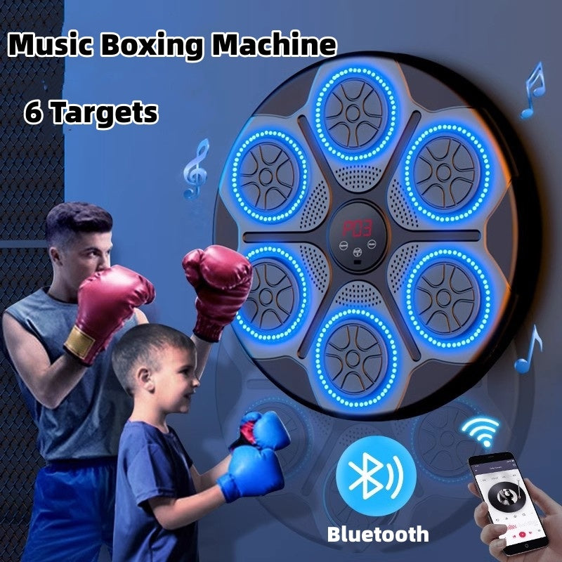 Machine de boxe musicale pour la maison avec lumière RGB, compatible Bluetooth, mode adulte, vitesse réglable pour le kickboxing, le karaté et la remise en forme à domicile.