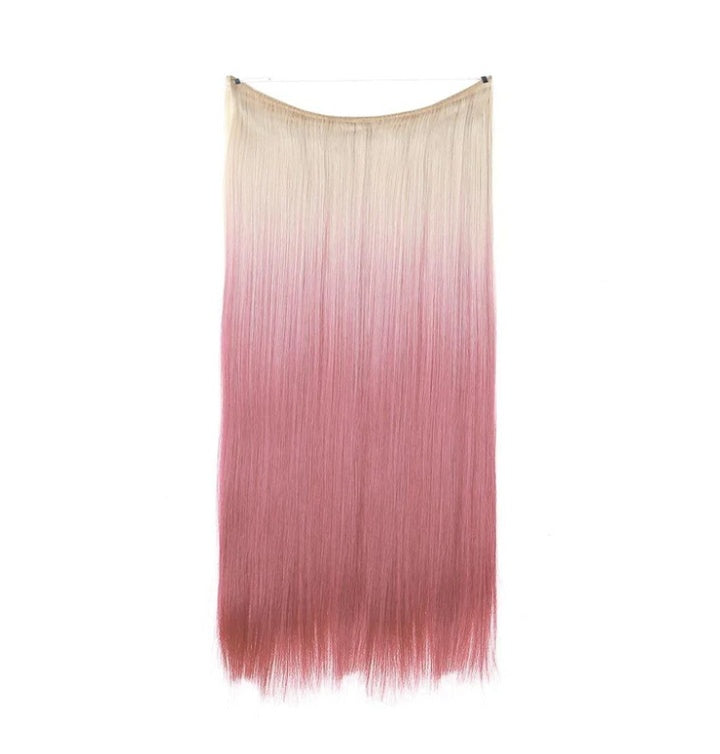 Extension de cheveux invisible lisse multicolore dégradée réglable en une seule pièce pour femme