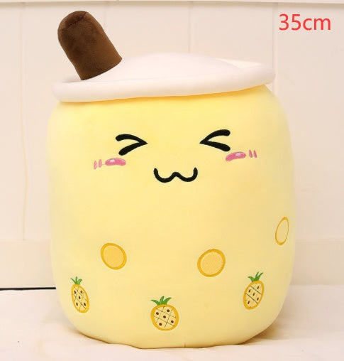 Jouet en peluche de tasse de thé au lait à la fraise, boisson en peluche douce, coussin de thé à bulles, cadeau pour enfants.