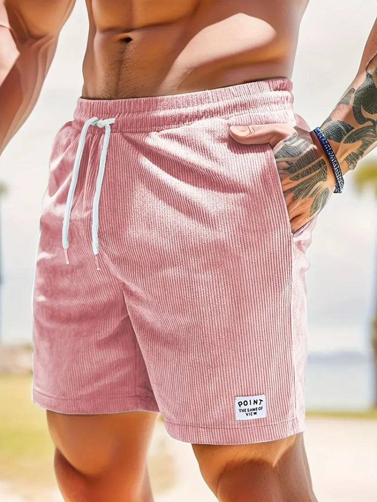 Short à lacets avec cordon de serrage Pantalon court de sport en velours côtelé d'été Vêtements pour hommes