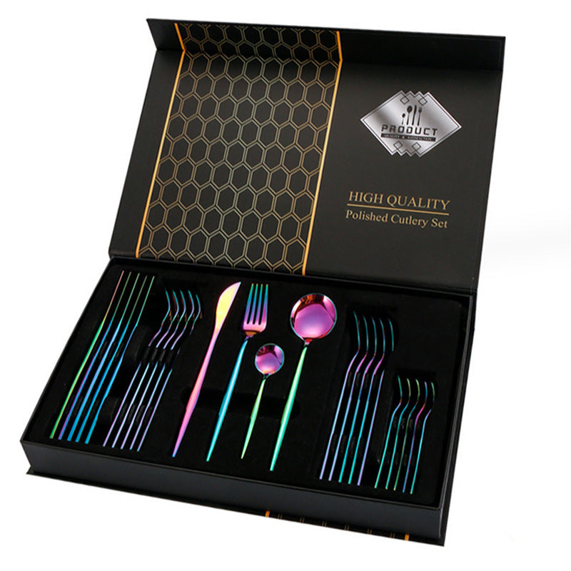 Coffret cadeau de vaisselle en acier inoxydable 24 pièces