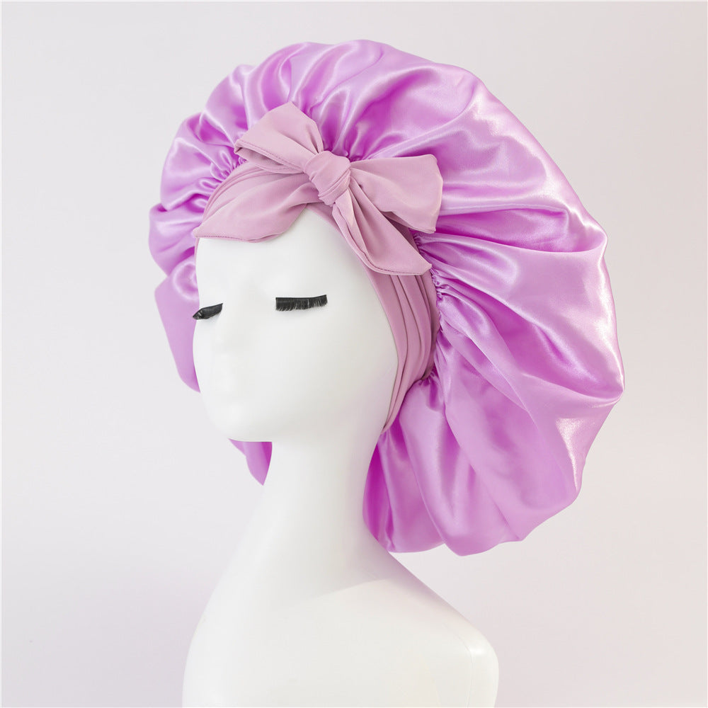 Nouveau bonnet en soie pour femmes endormies, bonnet en satin, bonnet de nuit, écharpe pour cheveux bouclés avec bandeau pour cheveux bouclés