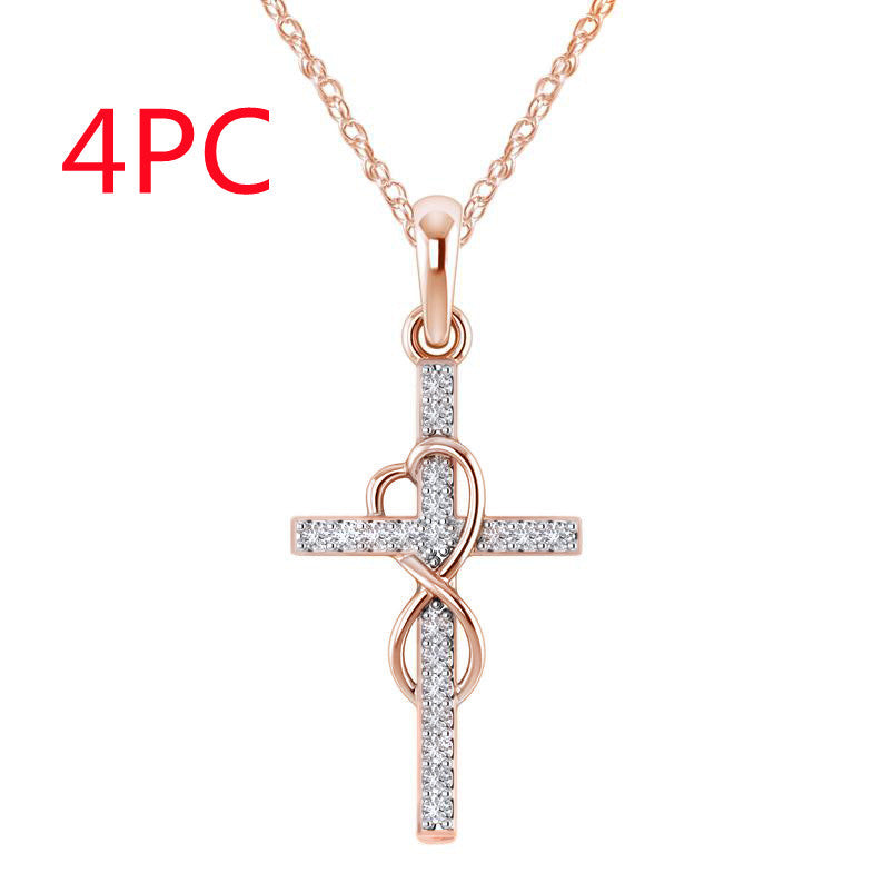 Pendentif en alliage avec diamant et collier croix à huit caractères.