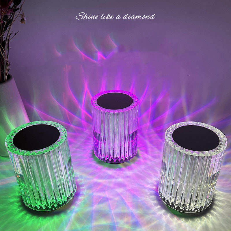 Lampe en cristal, lampe de table, atmosphère, ligne créative, petite lampe de nuit, lumières LED.