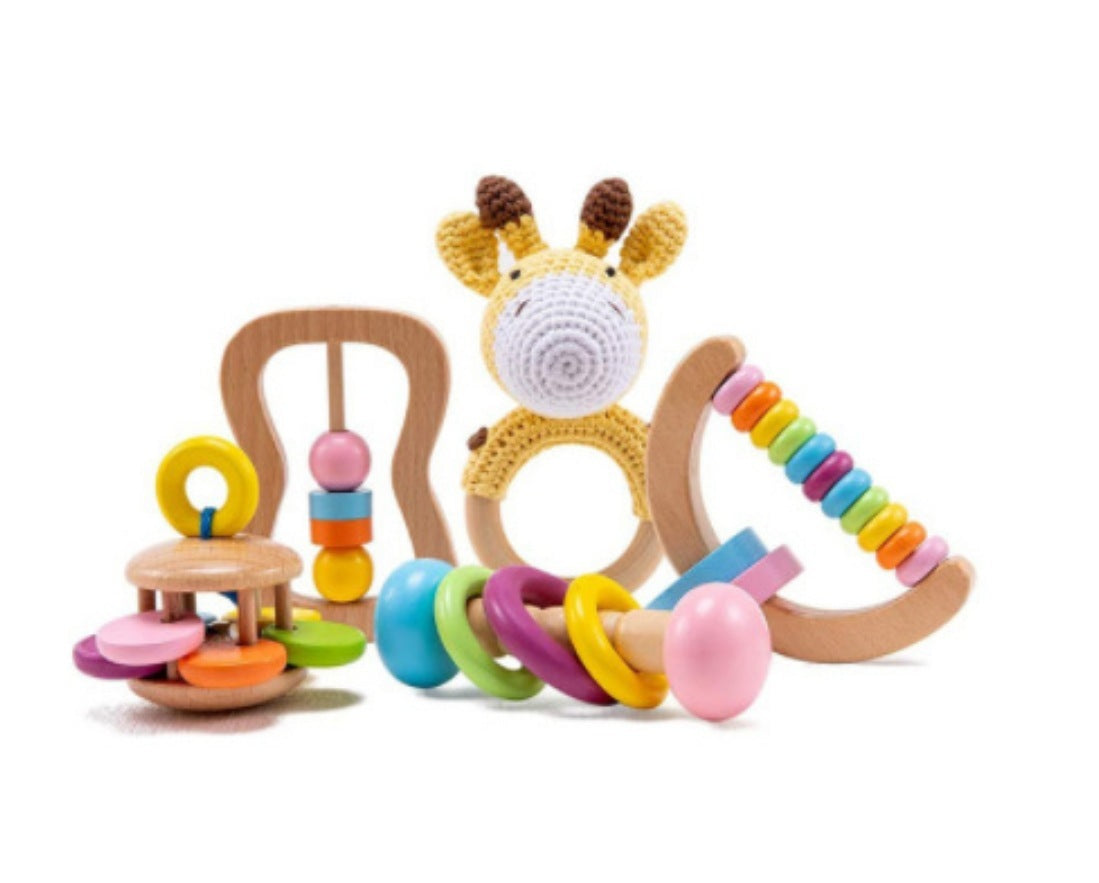 Coffret cadeau en bois de hochet pour bébé, convient aux nouveau-nés et aux bébés d'un mois.