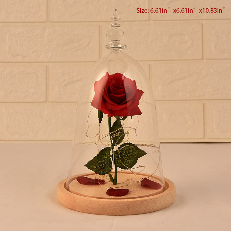 Rose en verre avec super lumière LED pour la Saint-Valentin