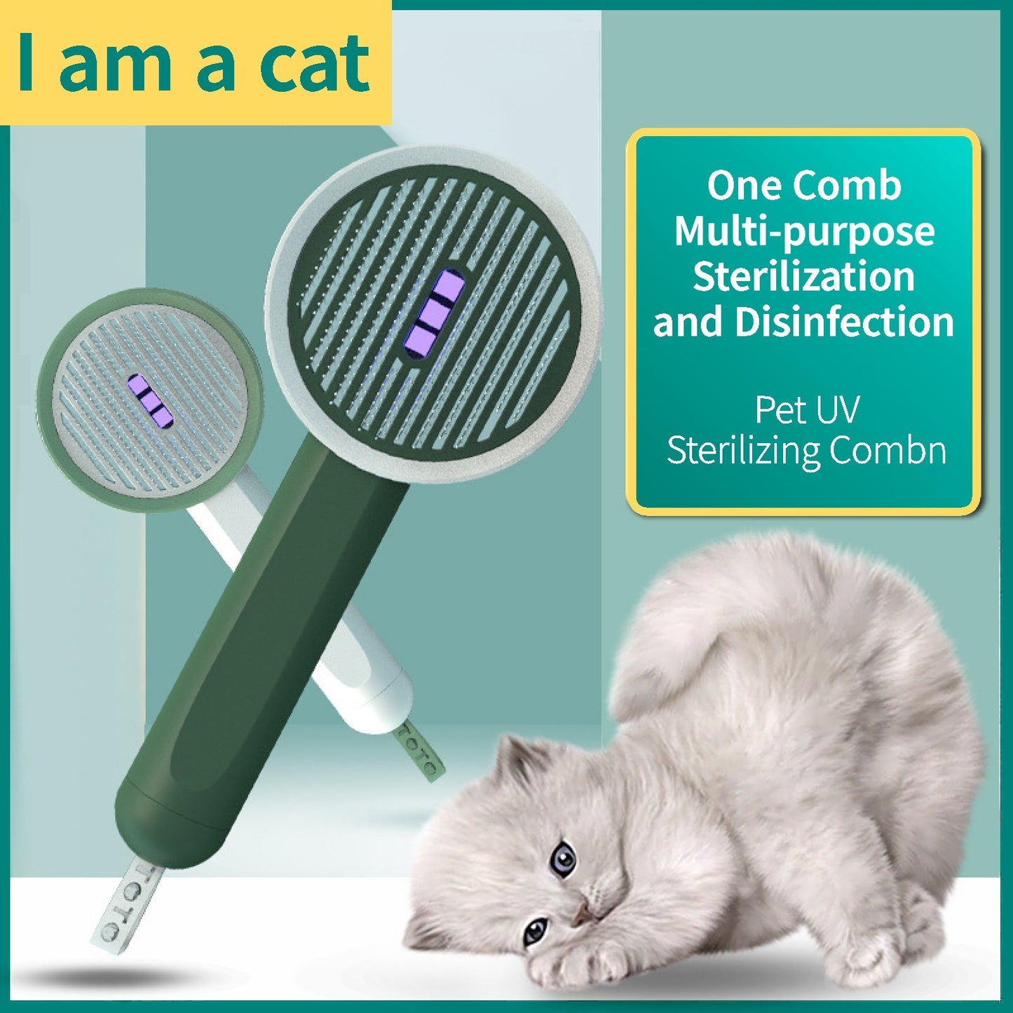 Peigne stérilisant germicide pour animaux de compagnie, rechargeable par USB, brosse automatique pour l'élimination des poils de chat et de chien, outil de toilettage à flotter.