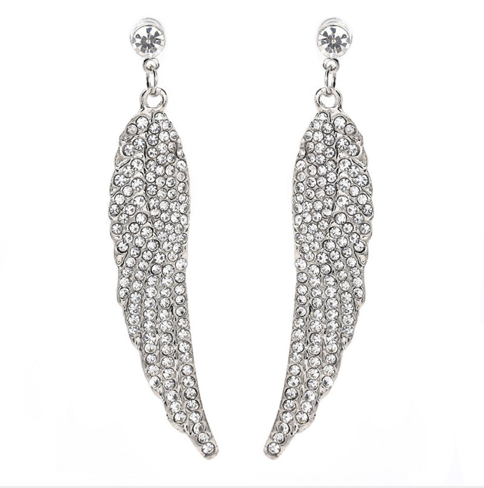 Boucles d'oreilles en diamant ailes d'ange boucles d'oreilles en diamant à pointe colorée pour femmes cadeau